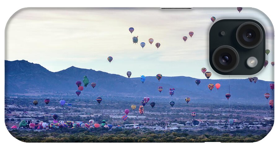 Albuquerque International Balloon Fiesta iPhone Case featuring the photograph Special Shapes Day - Mass Ascension by Susan Rissi Tregoning