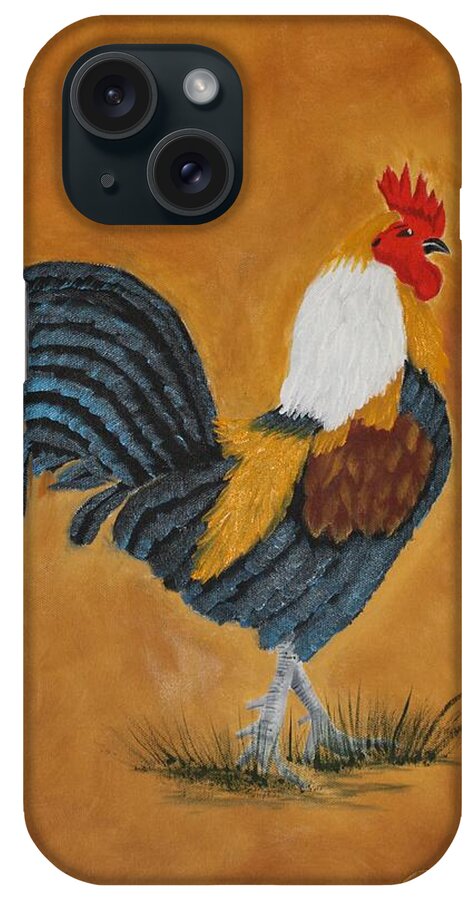 Colorful Rooster iPhone Case featuring the painting Spike by Ruben Carrillo