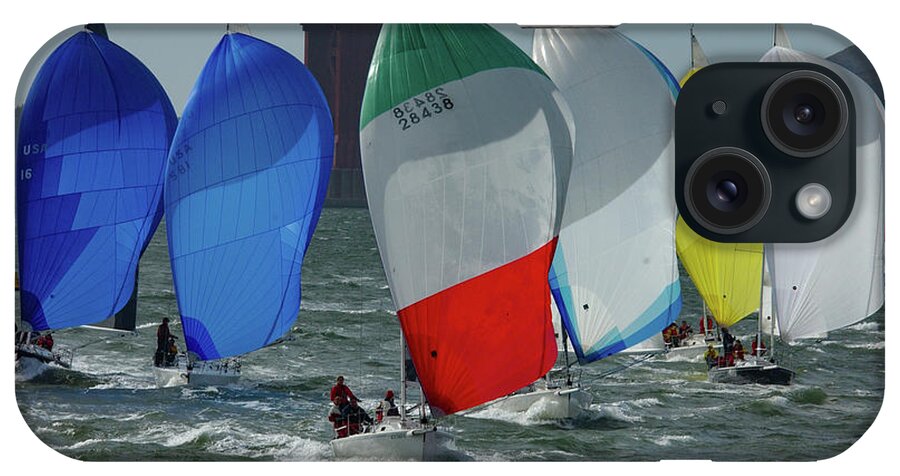Spinnakers iPhone Case featuring the photograph Spinnakers Under the Golden Gate by Bonnie Colgan