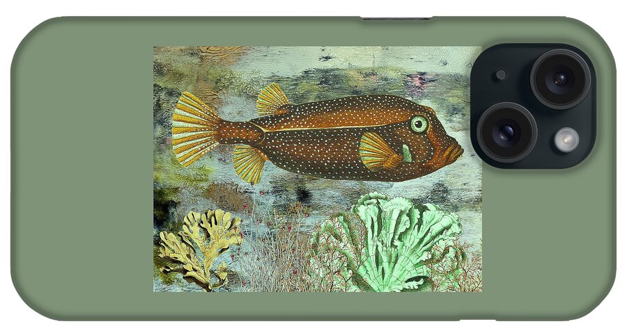 Spotted Fish iPhone Case featuring the mixed media Spotted Brown Fish by Lorena Cassady