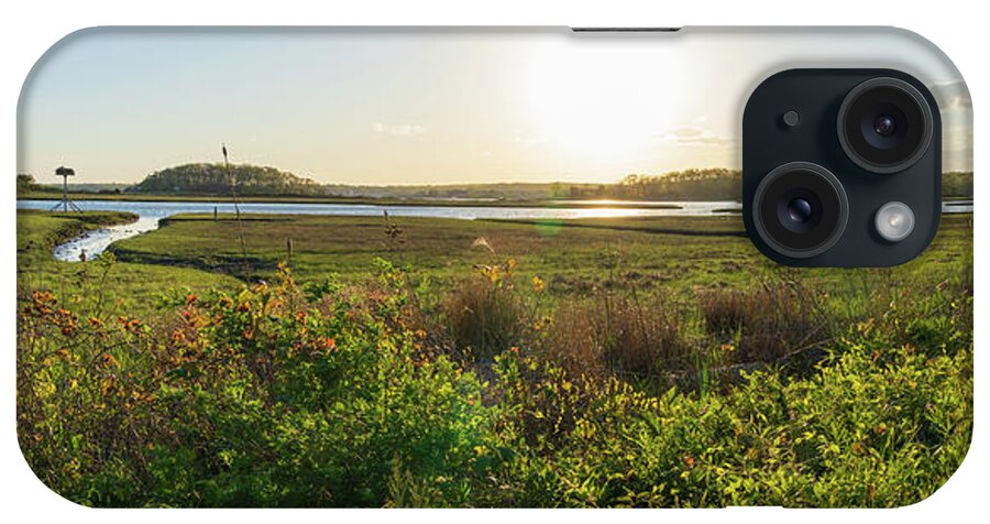 Panorama iPhone Case featuring the photograph Spring Afternoon in the Marsh Panorama by Marianne Campolongo