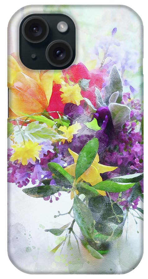 Spring Flowers iPhone Case featuring the digital art Spring Bouquet in the Window by Sherrie Triest