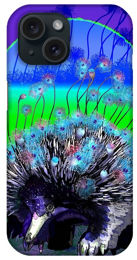 Echidna iPhone Case featuring the drawing Springtime Evening An Echidna In Bloom by Joan Stratton