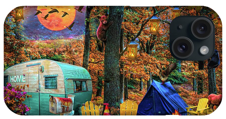 Camper iPhone Case featuring the digital art Springtime Evening Camping by Debra and Dave Vanderlaan