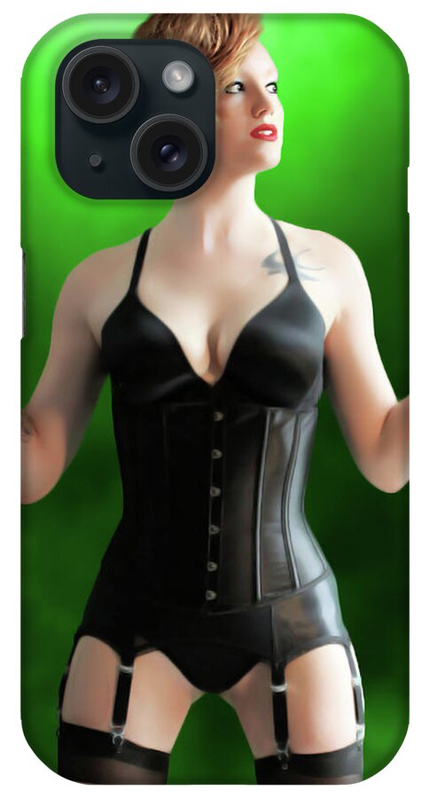 Cosplay iPhone Case featuring the photograph Spy in Lingerie with .45cals by Jon Volden