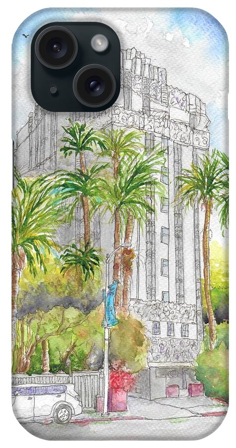 St. James Hotel iPhone Case featuring the painting St. James Hotel - ex Argyle Hotel, West Hollywood, California by Carlos G Groppa