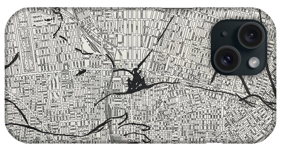 Sumi Ink iPhone Case featuring the drawing St. Louis MO by M Bellavia