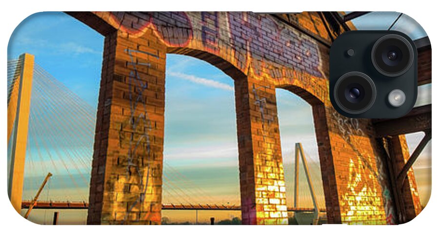 Saint Louis Print iPhone Case featuring the photograph St. Louis Stan Musial Veterans Memorial Bridge Through Graffiti Walls Panorama by Gregory Ballos