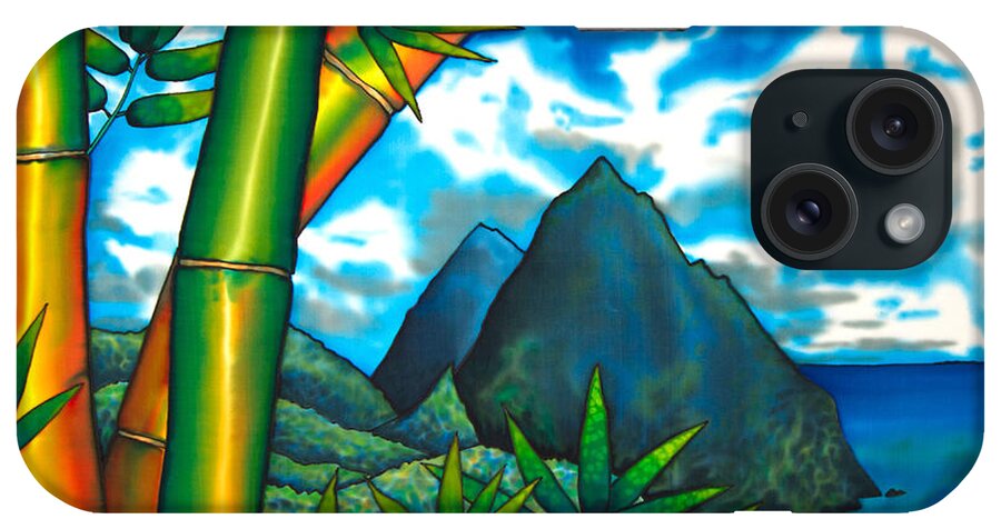 Pitons iPhone Case featuring the painting St. Lucia Pitons by Daniel Jean-Baptiste