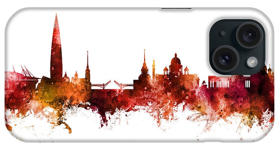 St Petersburg iPhone Case featuring the digital art St Petersburg Russia Skyline #27 by Michael Tompsett