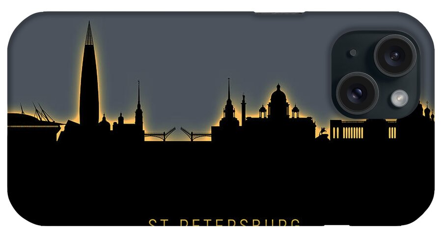 St Petersburg iPhone Case featuring the digital art St Petersburg Russia Skyline #41 by Michael Tompsett
