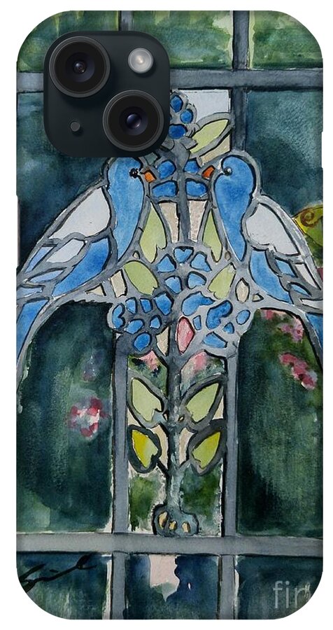 Birds iPhone Case featuring the painting Stain Glass Birds by Sonia Mocnik