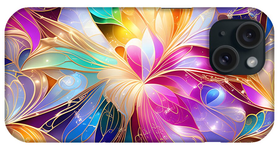Stained Glass Effect Art iPhone Case featuring the mixed media Stained Glass 1 by Melodye Whitaker