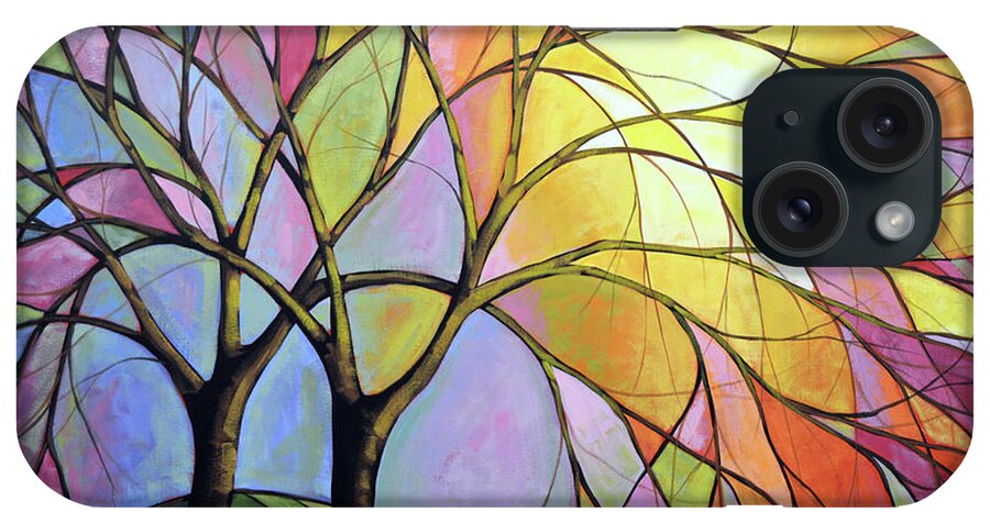 Tree Art iPhone Case featuring the painting Stained Glass Sunset by Amy Giacomelli
