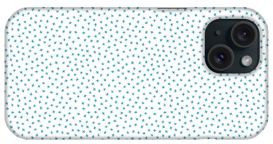 Nikita Coulombe iPhone Case featuring the painting Star Pattern turquoise on white by Nikita Coulombe