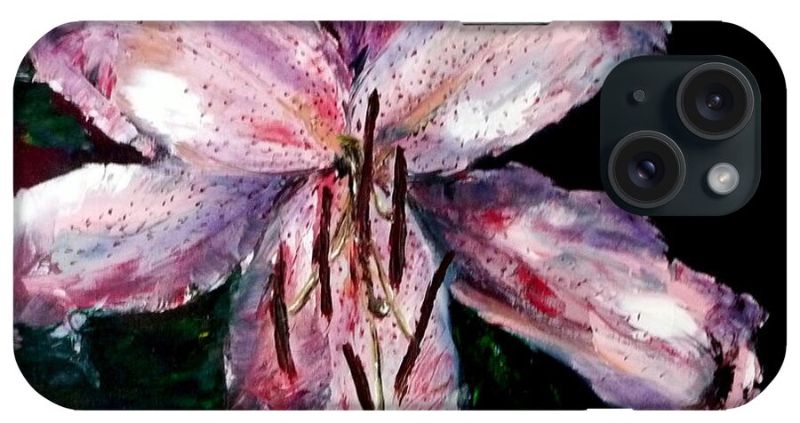 Flora iPhone Case featuring the painting Stargazer Lily by Jodie Marie Anne Richardson Traugott     aka jm-ART