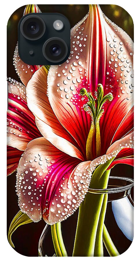 Stargazer Lily iPhone Case featuring the mixed media Stargazer Lily by Pennie McCracken