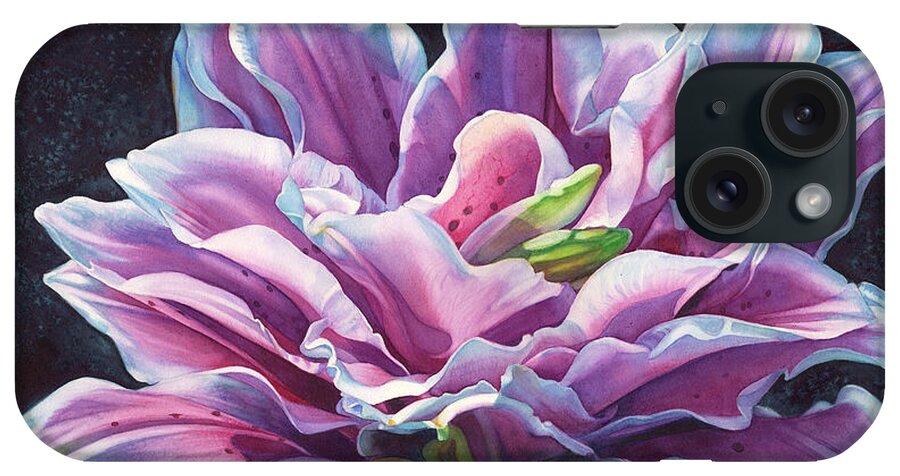 Watercolor Painting iPhone Case featuring the painting Starring LilyRose with deckle edge by Sandy Haight