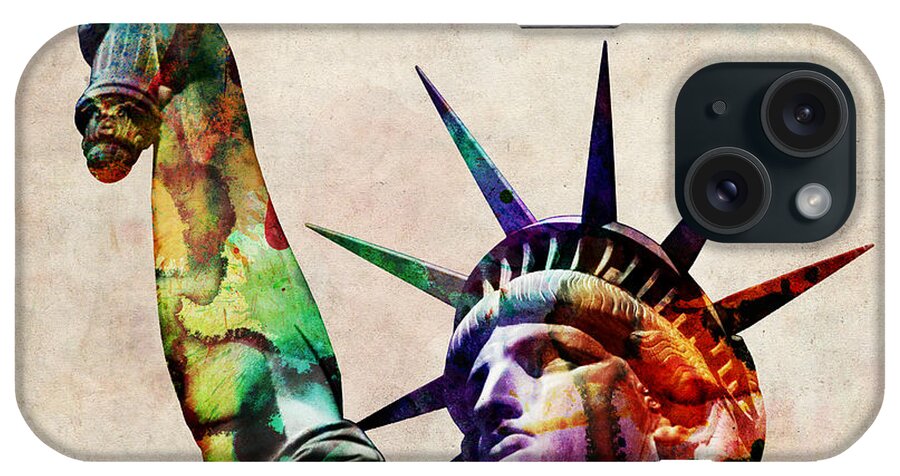 Statue Of Liberty iPhone Case featuring the digital art Statue of Liberty - square by Michael Tompsett