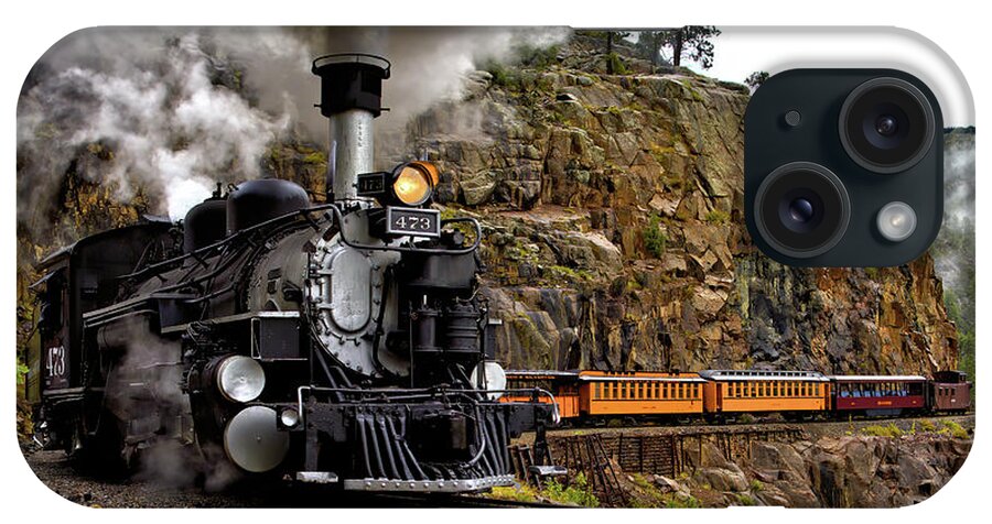 Steam Engine iPhone Case featuring the photograph Steam Engine Around a Bend by Bob Falcone