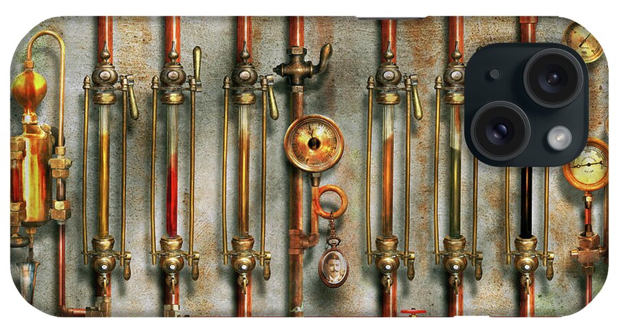 Self iPhone Case featuring the digital art Steampunk - The lubrication manifold by Mike Savad