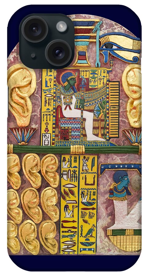 Stela iPhone Case featuring the mixed media Stela of Ptah Who Hears Prayers by Ptahmassu Nofra-Uaa