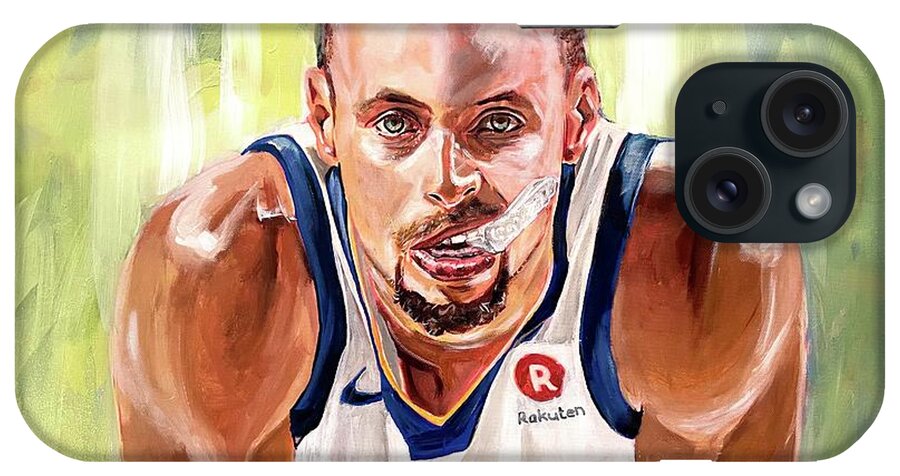 Steph Curry iPhone Case featuring the painting Steph Stares by Joel Tesch