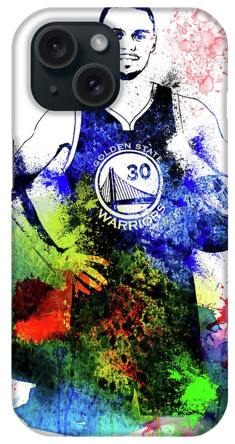 Stephen Curry iPhone Case featuring the mixed media Stephen Curry Watercolor by Naxart Studio
