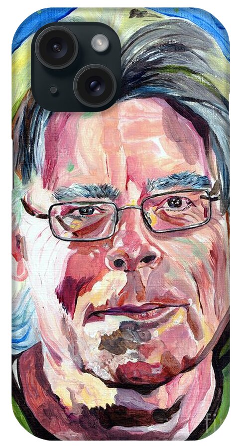 Stephen King iPhone Case featuring the painting Stephen King And Night Sky by Suzann Sines