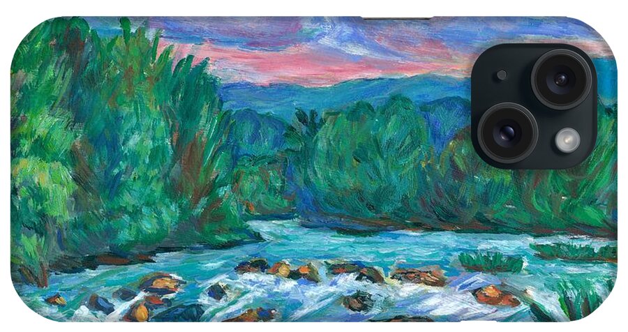 Landscape iPhone Case featuring the painting Stepping Stones on the New River by Kendall Kessler