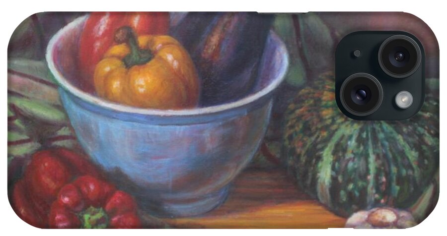 Food iPhone Case featuring the painting Still Life With Blue Bowl by Veronica Cassell vaz