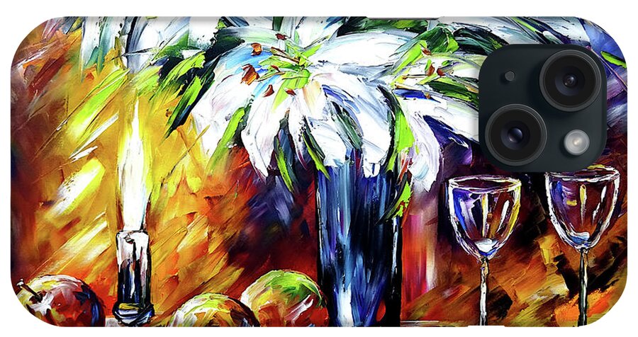 Fruit Still Life iPhone Case featuring the painting Still Life With White Lilies by Mirek Kuzniar