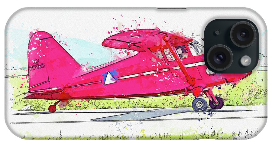 Plane iPhone Case featuring the painting Stinson war planes in watercolor ca by Ahmet Asar by Celestial Images