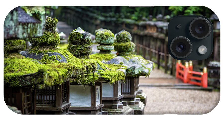 Stone iPhone Case featuring the photograph Stone lanterns line the pathway to the Kasuga-taisha Shrine, Nara, Japan by Jane Rix