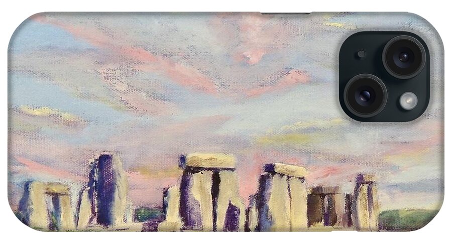 Uk iPhone Case featuring the painting Stonehenge by Marsha Karle