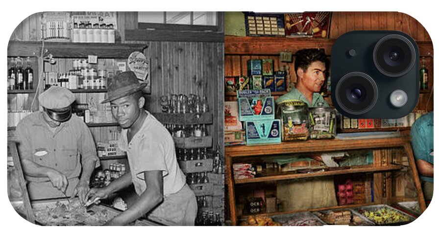 Store iPhone Case featuring the photograph Store - Picking out a soda 1938 - Side by Side by Mike Savad