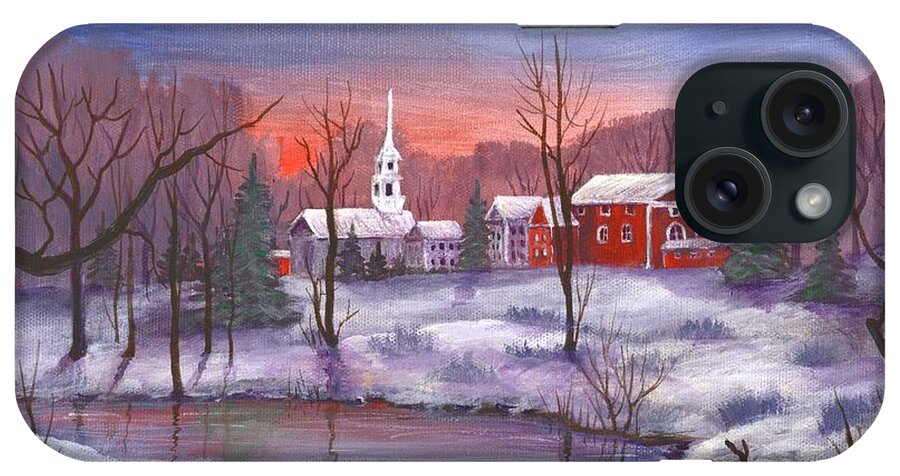 Malakhova iPhone Case featuring the painting Stowe - Vermont by Anastasiya Malakhova