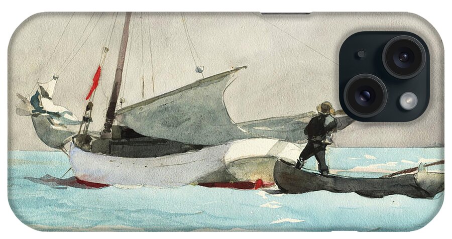  Ocean iPhone Case featuring the painting Stowing Sail, 1903 by Winslow Homer