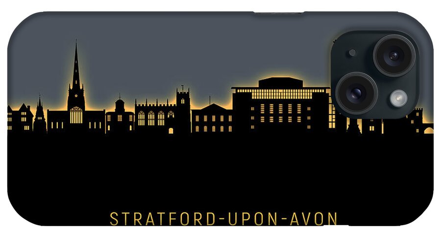 Stratford-upon-avon iPhone Case featuring the digital art Stratford-upon-Avon England Skyline #40 by Michael Tompsett