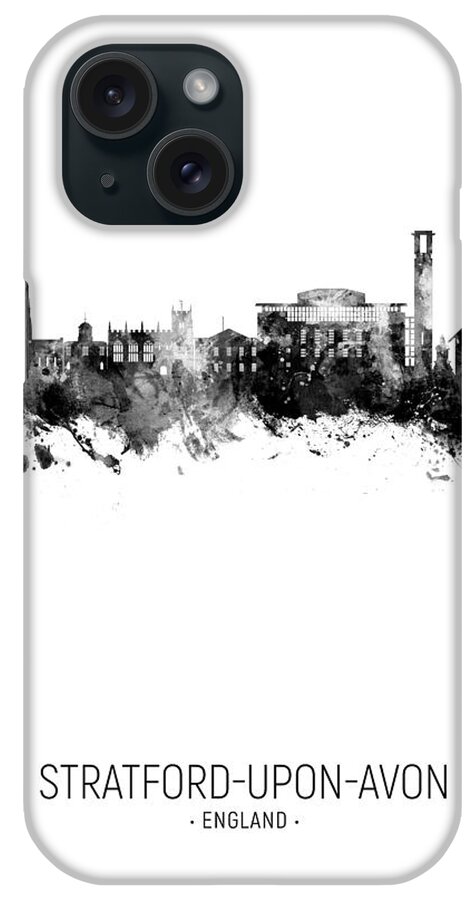 Stratford-upon-avon iPhone Case featuring the digital art Stratford-upon-Avon England Skyline #53 by Michael Tompsett