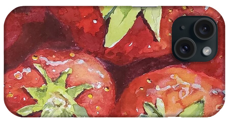 Still Life iPhone Case featuring the painting Strawberries by Sheila Romard