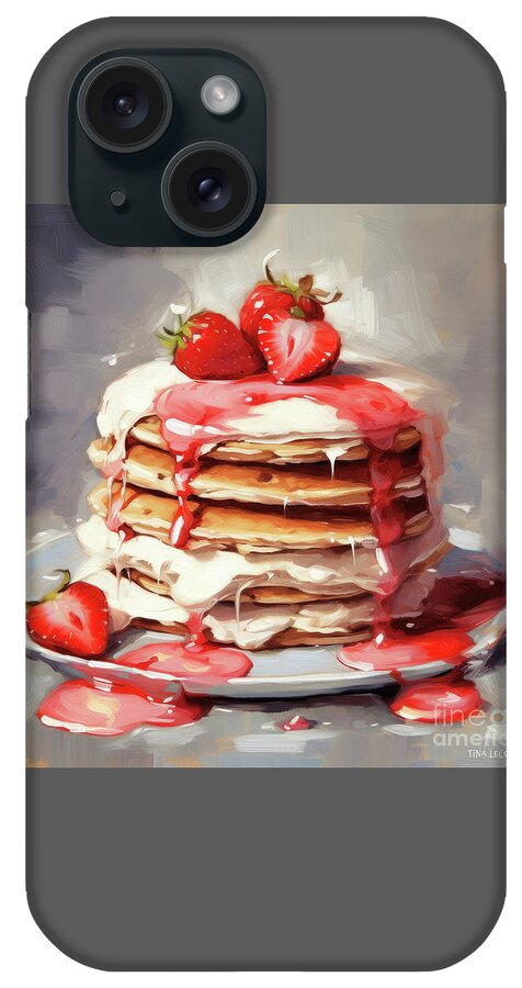 Strawberry Pancakes iPhone Case featuring the painting Strawberry Pancakes by Tina LeCour