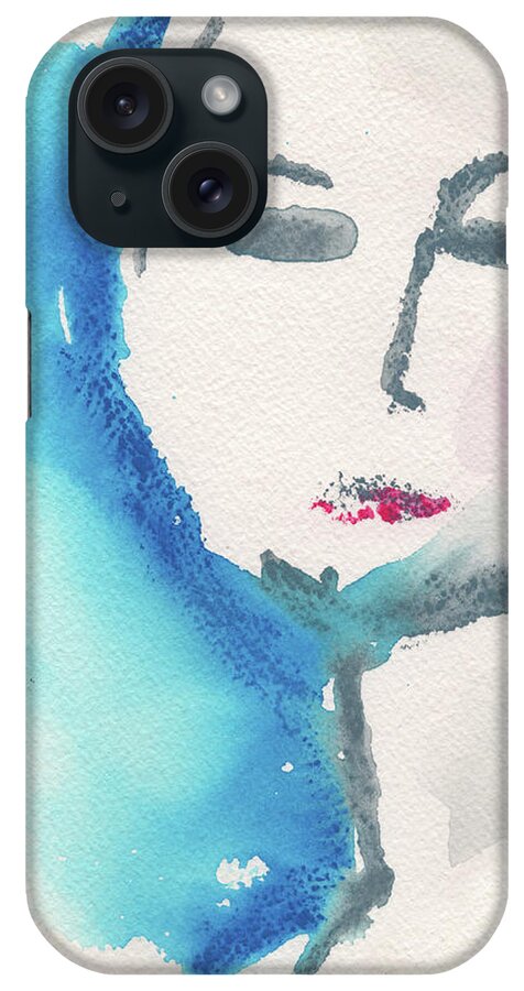 Abstract Nude Watercolour iPhone Case featuring the painting Studio Nude X Detail by Roxanne Dyer