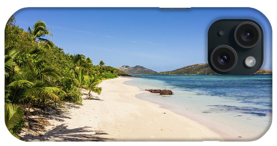 Fiji iPhone Case featuring the photograph Stunning white sand beach by the blue lagoon in the Yasawa islan by Didier Marti