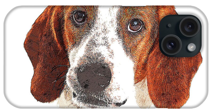Basset iPhone Case featuring the painting Such a looker, Basset Hound Dog by Custom Pet Portrait Art Studio