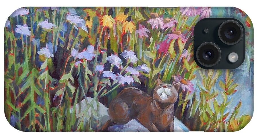 Cat iPhone Case featuring the painting Summer Admiration by K M Pawelec