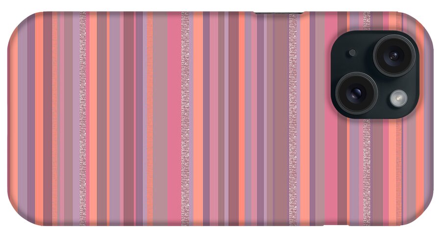 Summer Breeze-soft Pink And Purple Stripes iPhone Case featuring the digital art Summer Breeze - Soft Pink and Purple Stripes by Val Arie