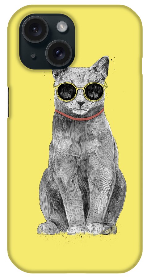 Cat iPhone Case featuring the drawing Summer Cat by Balazs Solti