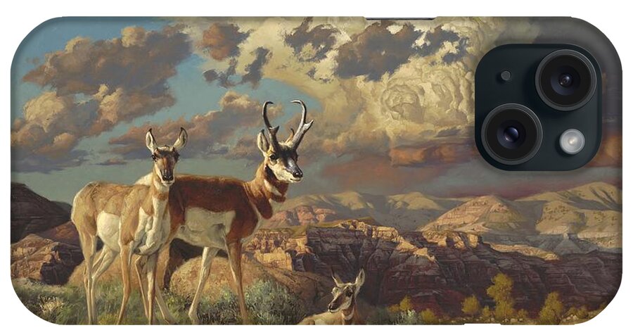 Pronghorn iPhone Case featuring the painting Summer Evening by Greg Beecham