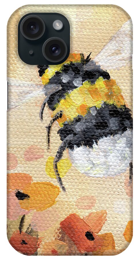 Flowers iPhone Case featuring the painting Summer Sun - Bumblebee Painting by Annie Troe